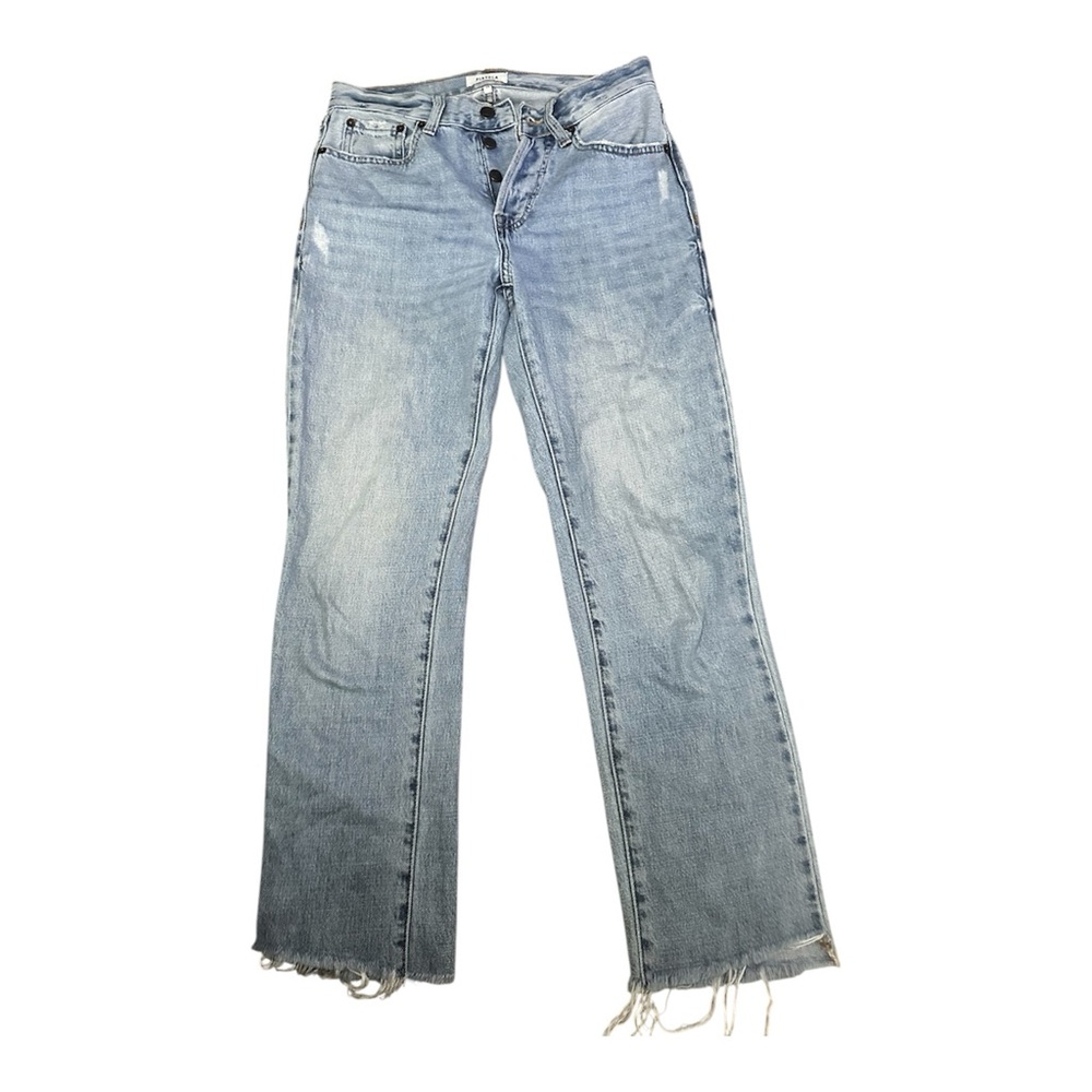 Pistola Blue Straight Leg Jeans with Distressed Details 77% cotton